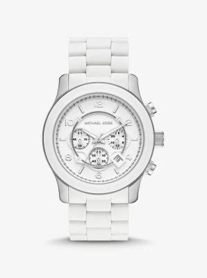 michael kors oversized runway watch white|Michael Kors runway chronograph.